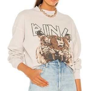 Anine Bing Cream Tiger Graphic Crewneck